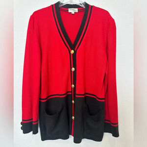 Criselda for Rustan's Red and Black Cardigan with Gold Buttons Large